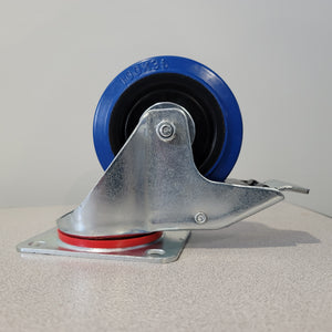 Swivel caster with brake 4"c/w Blue Elastic Rubber wheels